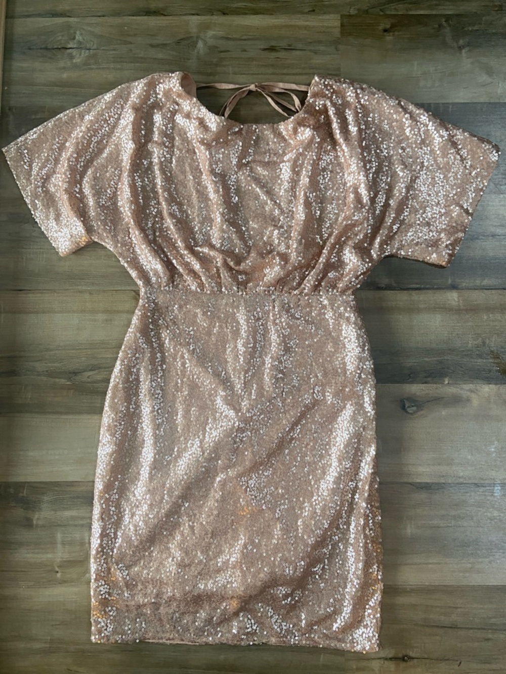 Francesca's Collections Rose Gold Sequin Mini Dress